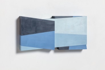 John Carter RA  Superimposed Elements: Horizontal Formation (Blues), 1991  Acrylic with marble powder on plywood  25 x 50 x 7.3cm