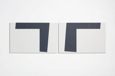 John Carter RA  Right Angles II, 1999/2020  Acrylic with marble powder on hardboard  Diptych overall length: 142.7cm  Each part: 45.7 x 71.1cm
