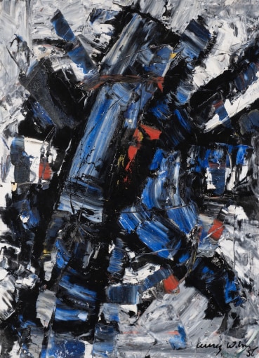 Frank Avray Wilson  Untitled (Blue, Black, Red), 1956  Oil on paper  74.5 x 55cm