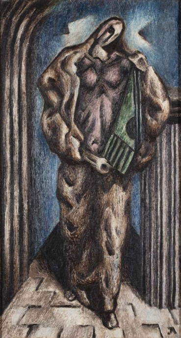 John Armstrong ARA  The Harpist, 1930  Oil on canvas  60.5 x 32.5cm
