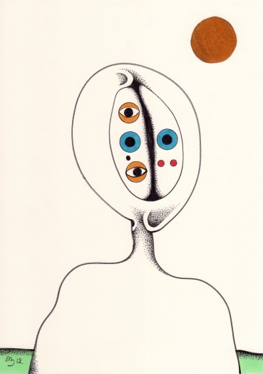 Desmond Morris  Sketch for Tomorrow Man, 2012  Mixed media on paper  28.7 x 19.8 cm