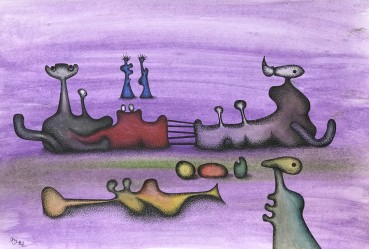 Desmond Morris  The K-Strategy, 2021  Mixed media on paper  27.2 x 40.9 cm