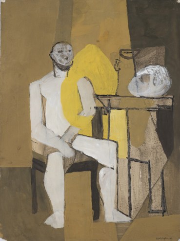 Keith Vaughan  Yellow Seated Figure, 1949  Gouache on paper  50.5 x 38 cm