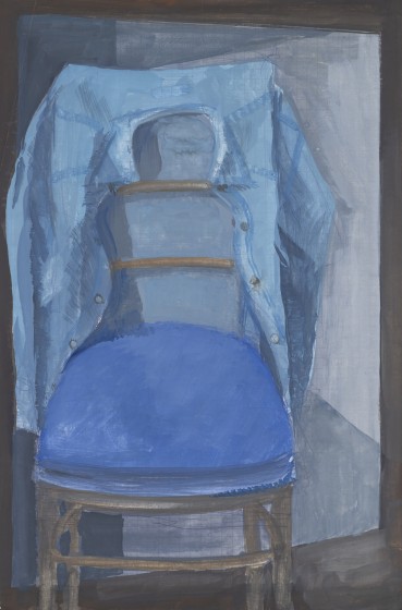 David Tindle RA  Study for Two Blues, Jacket on Chair, c.2006  Gouache on graph paper  29.7 x 21 cm