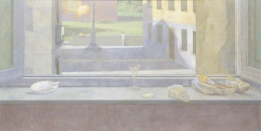 David Tindle RA  Santa Maria del Giudice, 2003  Egg tempera on panel  63 x 125 cm
