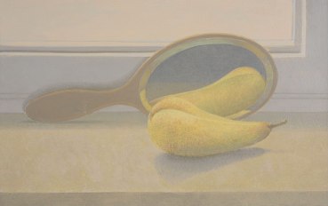 David Tindle RA  Pear, 2000  Egg tempera on board  19 x 30.4 cm