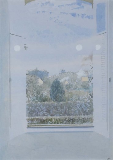 David Tindle RA  First Early Morning at Guémené , 1990  Watercolour on paper  41.2 x 28.5 cm
