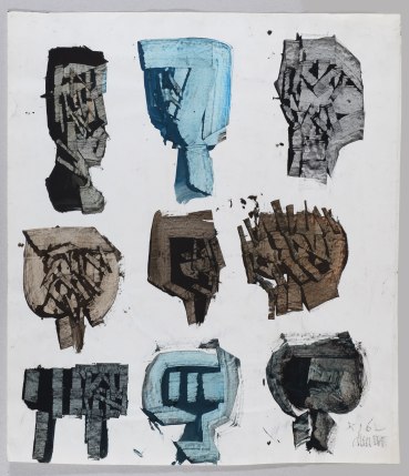 Roy Turner Durrant  Nine Heads, 1962  Mixed media on paper  57.3 x 49.5 cm