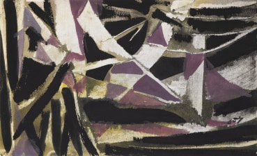 Roy Turner Durrant  Inscape (Black and Pink), 1957  Gouache on paper  12.5 x 20.2 cm
