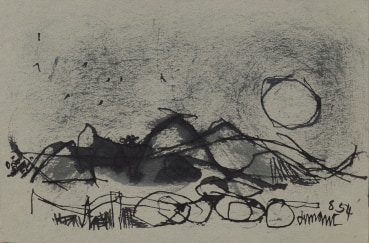 Roy Turner Durrant  Inscape with Hill Forms, 1954  Mixed media on paper  7.9 x 12.2 cm