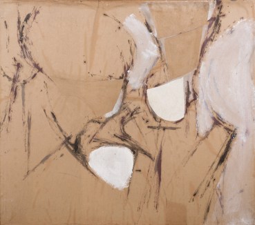 Adrian Heath  White Forms, 1960  Mixed media and collage on brown paper on canvas  90 x 102cm