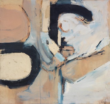Adrian Heath  Painting Blue and White, 1962  Oil and collage on canvas  91.5 x 96.5cm
