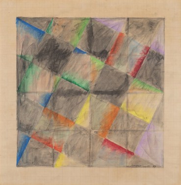 Mark Lancaster  Cambridge Michelmas Study, 1969  Graphite and gouache on graph paper  51 x 50.5 cm