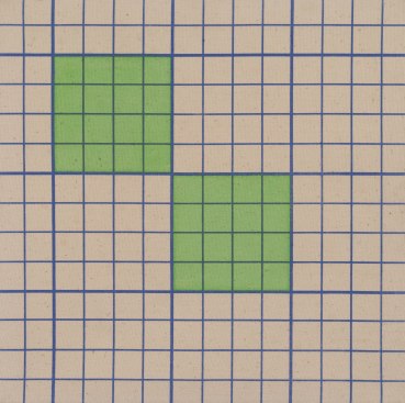 Mark Lancaster  Study for Cambridge Series F, 1968  Liquitex on unprimed canvas  35 x 35 cm