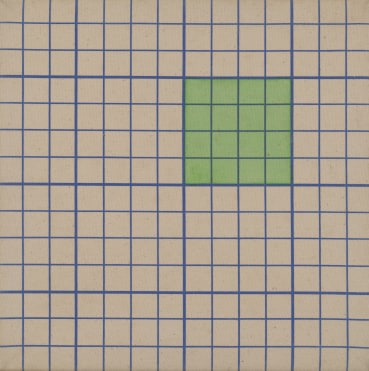 Mark Lancaster  Study for Cambridge Series E, 1968  Liquitex on unprimed canvas  35 x 35 cm