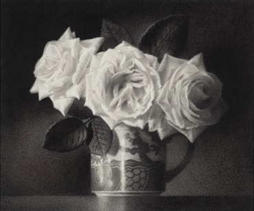 Paul Emsley  Flower Drawing (No. 91), 2022  Black chalk on paper  23.5 x 28 cm