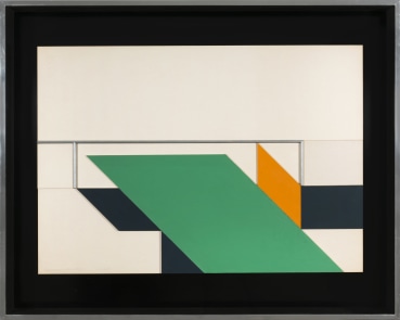 John Carter RA  Parallelogram with bar, 1972  Mixed media and collage on board  51 x 73 cm