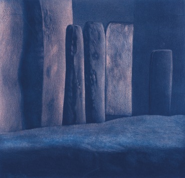 Norman Stevens RA  Stonehenge, 1974  Etching, stipple etching, aquatint, burnished aquatint and roulette  43.8 x 45.7 cm  From edition of 83 plus 15 APs  Signed, dated, titled and numbered