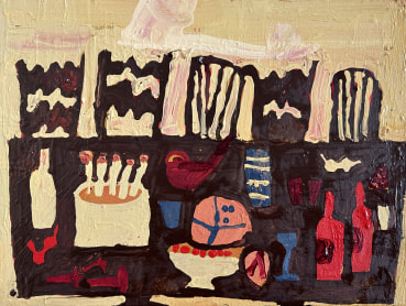 Florence Hutchings  Dinner Party I, 2023  Oil on canvas  30 x 40 cm