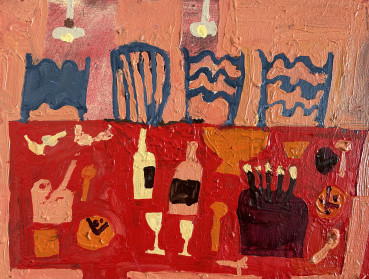 Florence Hutchings  Dinner Party II, 2023  Oil on canvas  30 x 40 cm