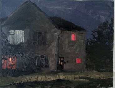 Danny Markey  Red Room, 2023  Oil on board  30 x 38.5 cm
