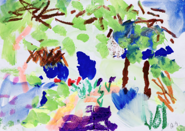 Annabel Gault  Garden Study 5, 2023  Acrylic gouache and gouache stick on paper  29.3 x 41 cm