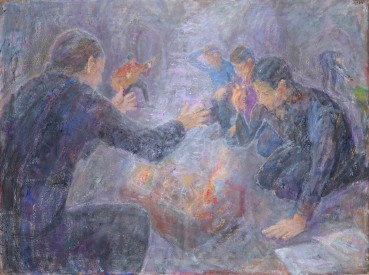 Susannah Fiennes  Winter Campfire, 2020  Oil on canvas  68.6 x 91.5 cm