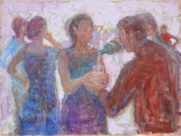 Susannah Fiennes  Filling Glass, 2023  Oil on canvas  45.7 x 61 cm