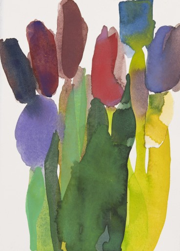 Sarah Armstrong-Jones  Late Tulip 2023, 2023  Watercolour and collage on paper  19 x 14 cm