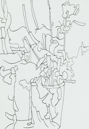 Sarah Armstrong-Jones  Leaving 2023, 2023  Pen and ink on paper  20.9 x 14.7 cm