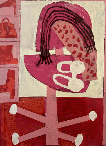 Florence Hutchings  Clothes on a Chair (Morning), 2023  Oil paint and collage on canvas  110 x 80 cm