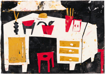 Florence Hutchings  Studio Still Life VIII, 2022  Collage and Indian ink on paper  29.9 x 42.1 cm