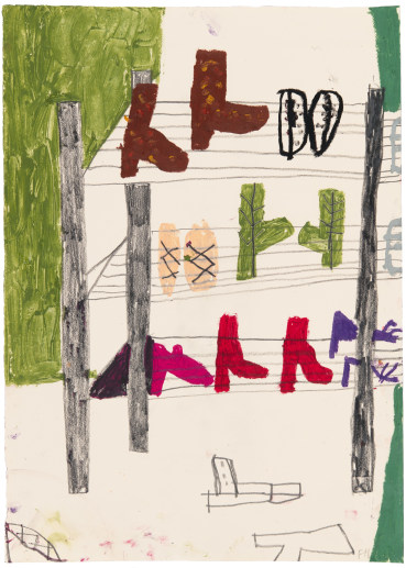 Florence Hutchings  The Shoe Rack IV, 2023  Oil pastel and pencil on paper  41.8 x 29.6 cm