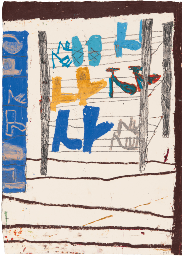 Florence Hutchings  The Shoe Rack I, 2023  Oil pastel and pencil on paper  42.4 x 29.6 cm