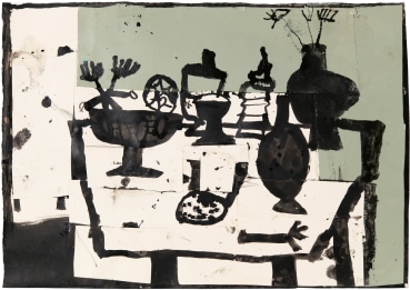 Florence Hutchings  Studio Still Life III , 2023  Collage and Indian ink on paper  29 x 41.5 cm