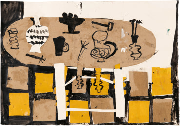 Florence Hutchings  Studio Still Life II , 2023  Collage and Indian ink on paper  29.5 x 42 cm