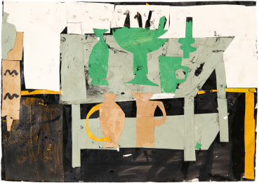 Florence Hutchings  Studio Still Life V, 2023  Collage and Indian ink on paper  29.9 x 41.4 cm