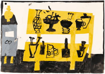 Florence Hutchings  Studio Still Life IV, 2023  Collage and Indian ink on paper  29.5 x 41.4 cm