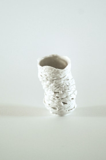 Sam Chatto  Torqued Vessel I, 2024  Porcelain  8 x 5 cm