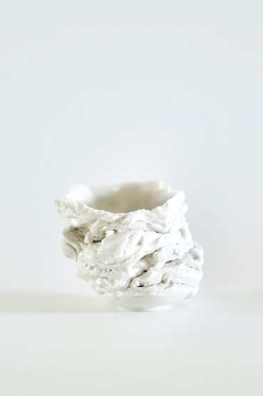 Sam Chatto  Torqued Vessel IV, 2024  Porcelain  5 x 6 cm