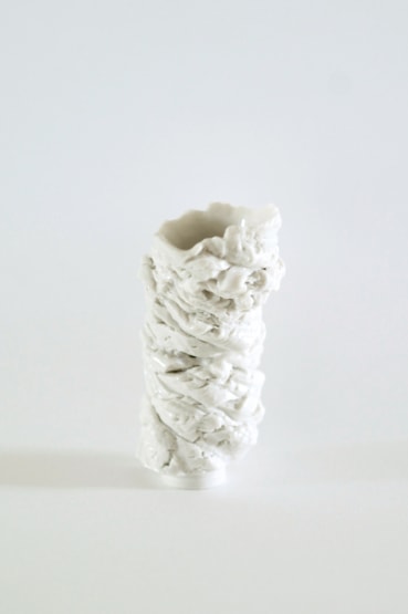 Sam Chatto  Torqued Vessel V, 2024  Porcelain  10 x 5 cm