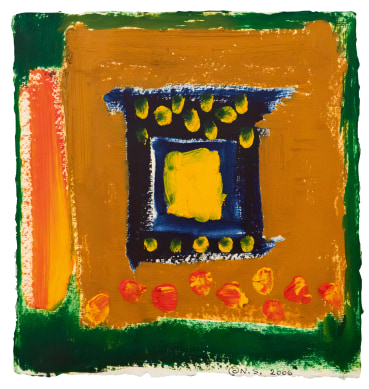 Nouneh Sarkissian  Windows II , 2016  Oil on handmade paper  21 x 21 cm