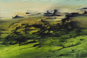 Eleanor Ekserdjian  Cold Hillside, 2024  Oil on paper  10 x 14.8 cm