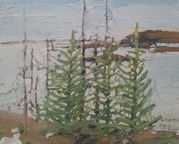 Ffiona Lewis  Silt and Sand and Samphire Banks, 2018  Oil on gesso board  24 x 30 cm