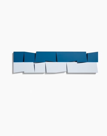 John Carter RA  Two Colour Zones: Conjoined Identical Shapes, 2022/23  Acrylic with marble powder on plywood  25 x 100 x 4.5 cm