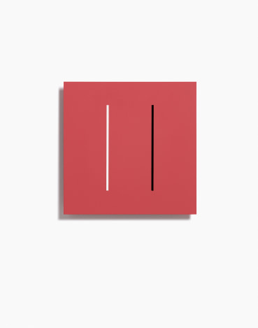 John Carter RA  Two Verticals, 2000 (Completed 2020)  Acrylic on plywood  23 x 23 x 2 cm