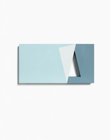 John Carter RA  Centre-Fold: Two Types of Triangle II, 2023/4  Acrylic with marble powder on plywood  22 x 42 x 4 cm
