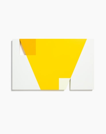 John Carter RA  Overlay: Yellow Field, 2024  Acrylic on plywood  50 x 80 x 4 cm