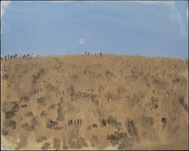Danny Markey  Fields with Blue Sky and Moon, 2015  Oil on board  23.5 x 29.5 cm