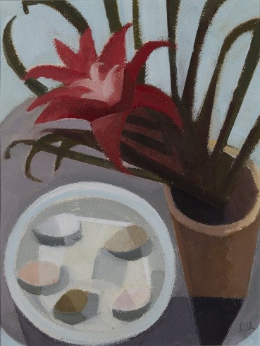Debbie Urquhart  Succulent and Eggs, 2024  Oil paint on paper  17 x 22 cm